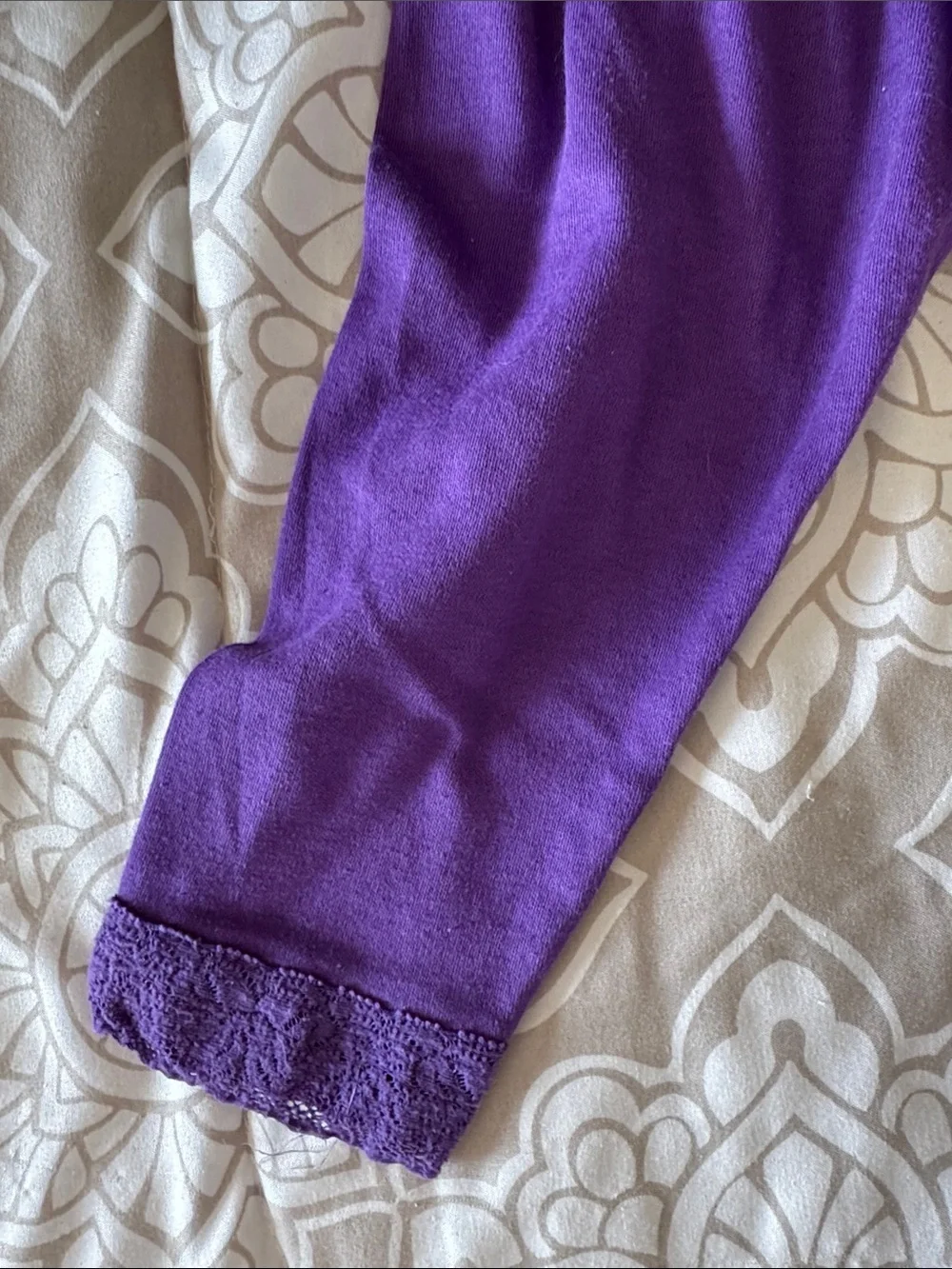 Little Girls Purple Polka Dot Tunic & Purple Lace Trim Legging Set